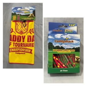 NEW Caddyshack X Putt Buddies 50 Bamboo Golf Tees & 24"x16" Yellow Golf Towel